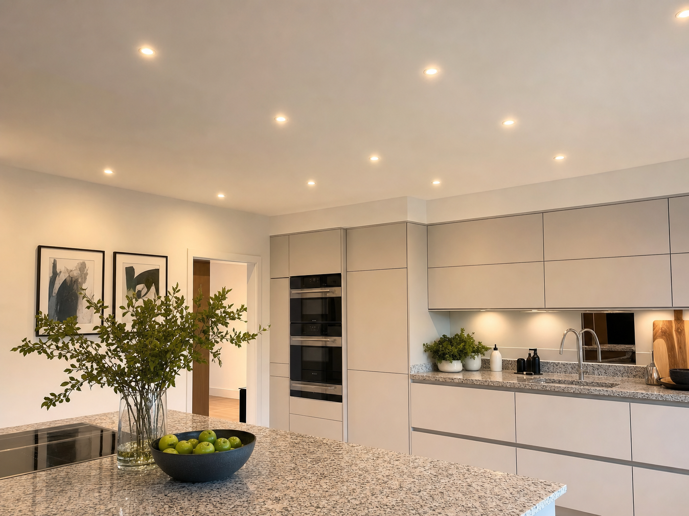 LED downlights installed in kitchen
